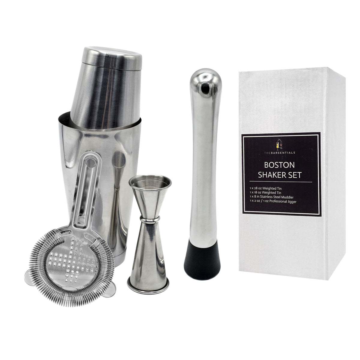 Stainless Steel Boston Shaker Set, Cocktail shaker kit, Shaker cup,  measuring cup, Ice hammer, bottle opener, Seahorse knife